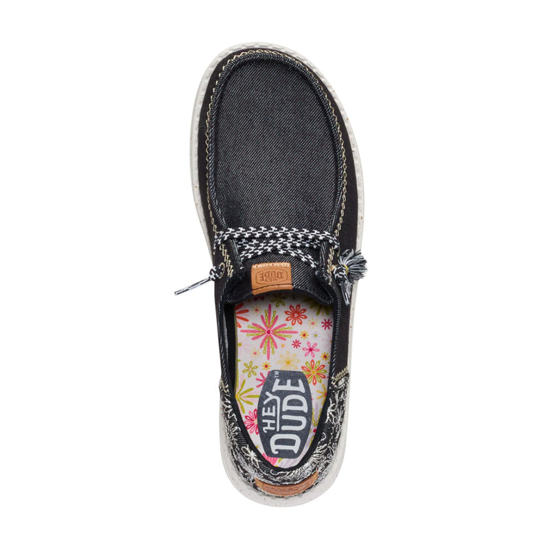 Hey Dude - Wendy Funk Embroidered Floral Slip On Womens Shoe Black