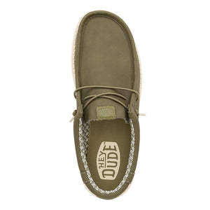 Hey Dude - Wally Classic Faux Leather Mens Shoe Oilve Green