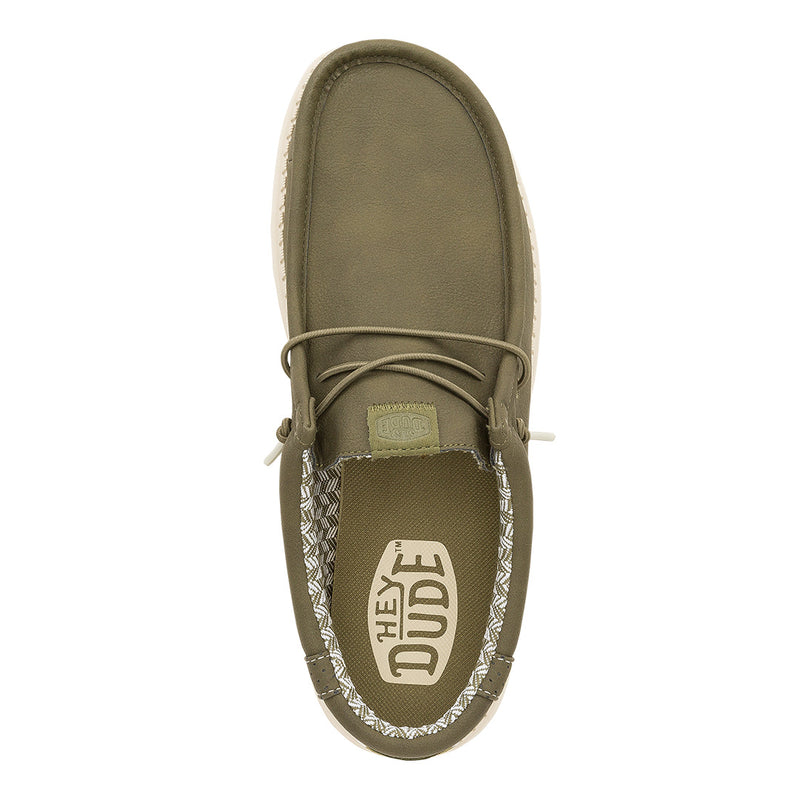 Hey Dude - Wally Classic Faux Leather Mens Shoe Oilve Green