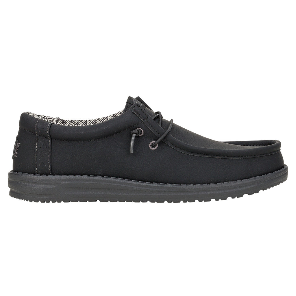 Hey Dude - Wally Classic Faux Leather Mens Shoe Black