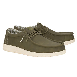 Hey Dude - Wally Classic Faux Leather Mens Shoe Oilve Green