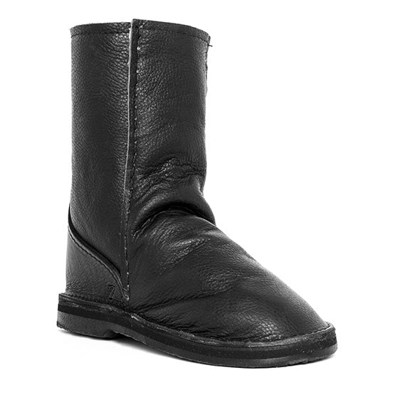 Instep Leather - Full Leather Sheepskin Boot Black