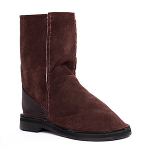 Instep Leather - Full Suede Sheepskin Boot Chocolate Brown