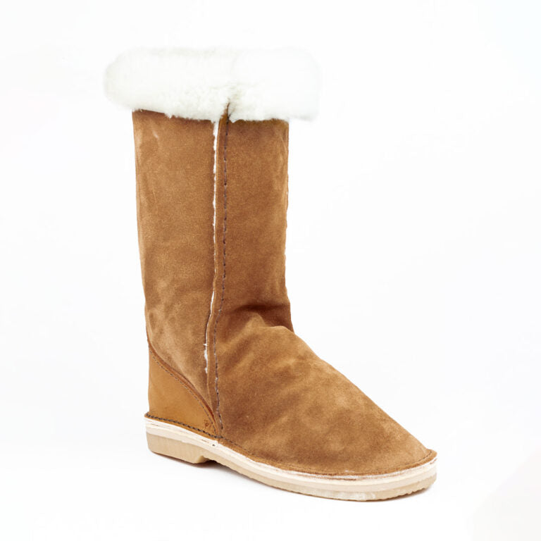 In-Step - Full Suede Sheepskin Fold Over Boot Extra Length