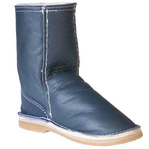 Instep Leather - Full Leather Sheepskin Zipper Boot Ocean Blue