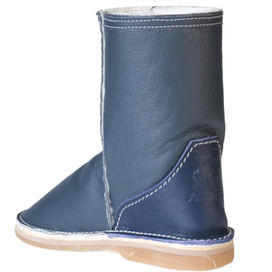 Instep Leather - Full Leather Sheepskin Zipper Boot Ocean Blue