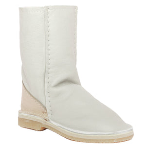 Instep Leather - Full Leather Sheepskin Boot White Stone