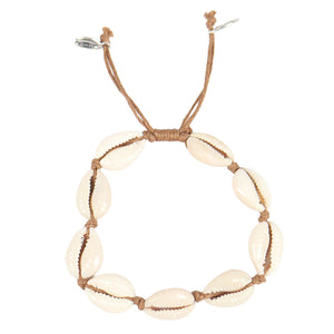 J Importers - Cowrie & String Single Bracelet With SIlver