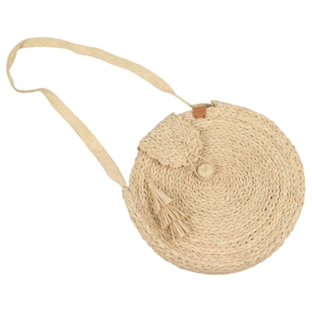 J Importers - Round Raffia Crochet Borne Bag Natural