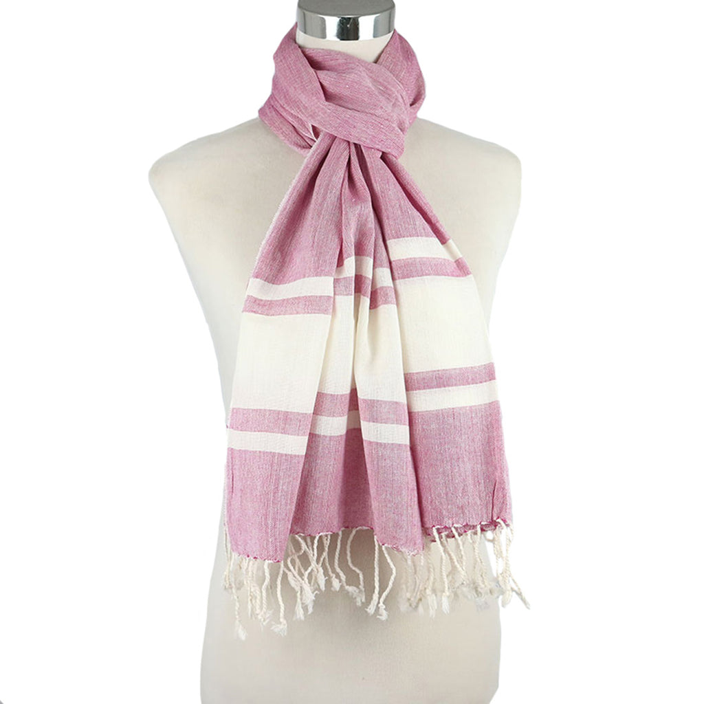 J Importers - Colourful Striped Scarf Womens Mauve