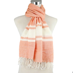 J Importers - Colourful Striped Scarf Womens Orange