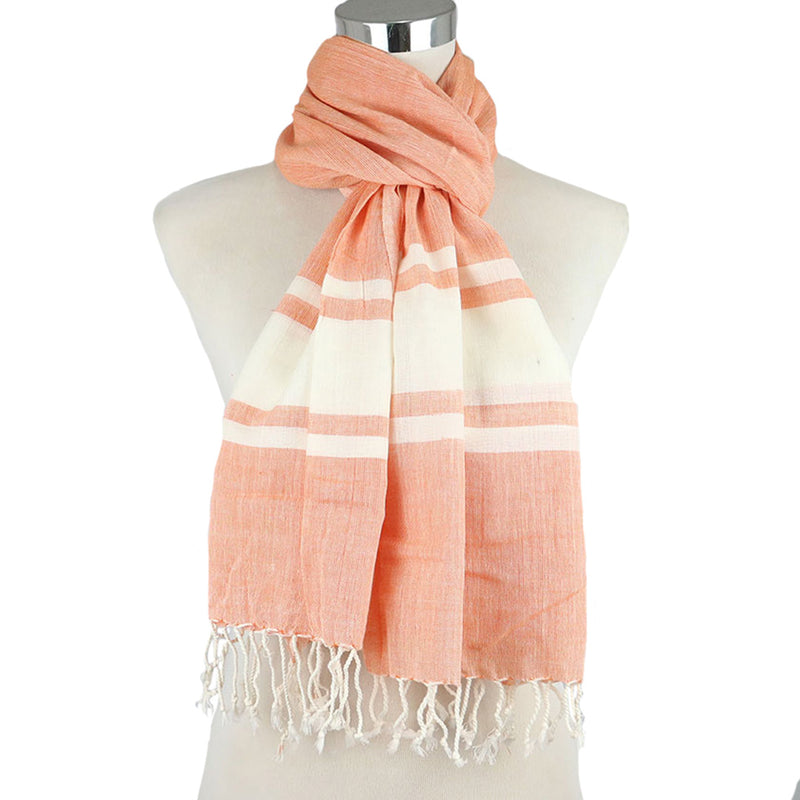 J Importers - Colourful Striped Scarf Womens Orange