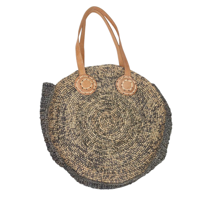 J Importers - Crochet Circle Raffia Bag Grey