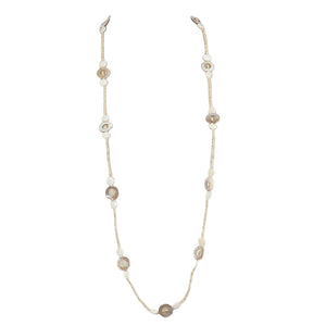 J Importers - Shell Button Cream Natural Necklace