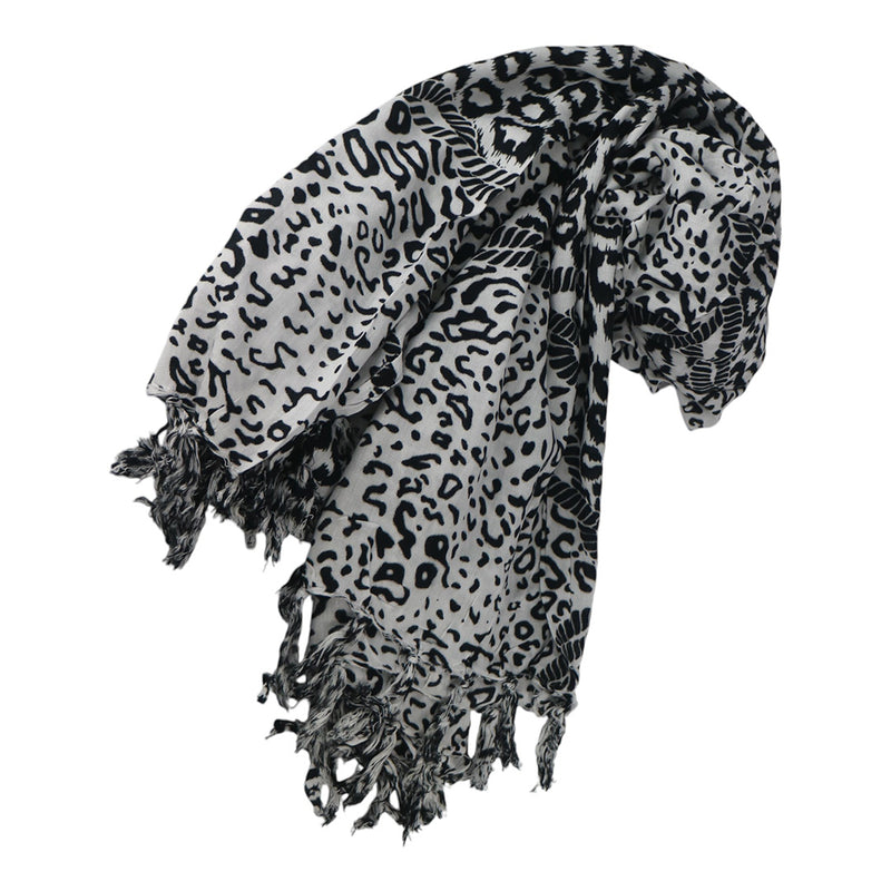 J Importers - Printed Sarong Cheetah Black & White