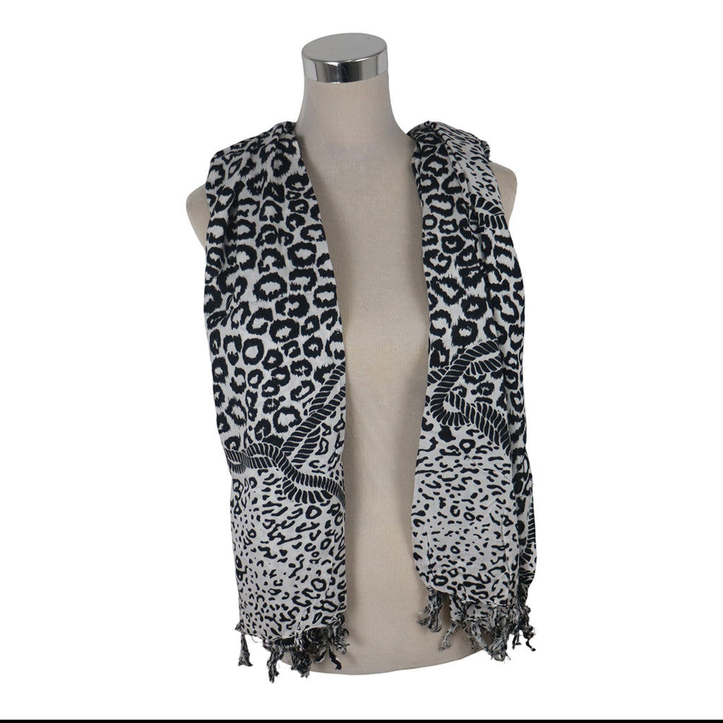 J Importers - Printed Sarong Cheetah Black & White