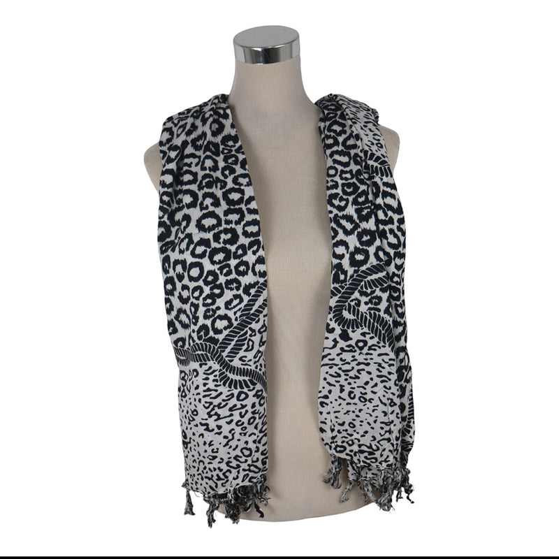 J Importers - Printed Sarong Cheetah Black & White