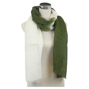 J Importers - Scarf Linen Ombre Moss And White