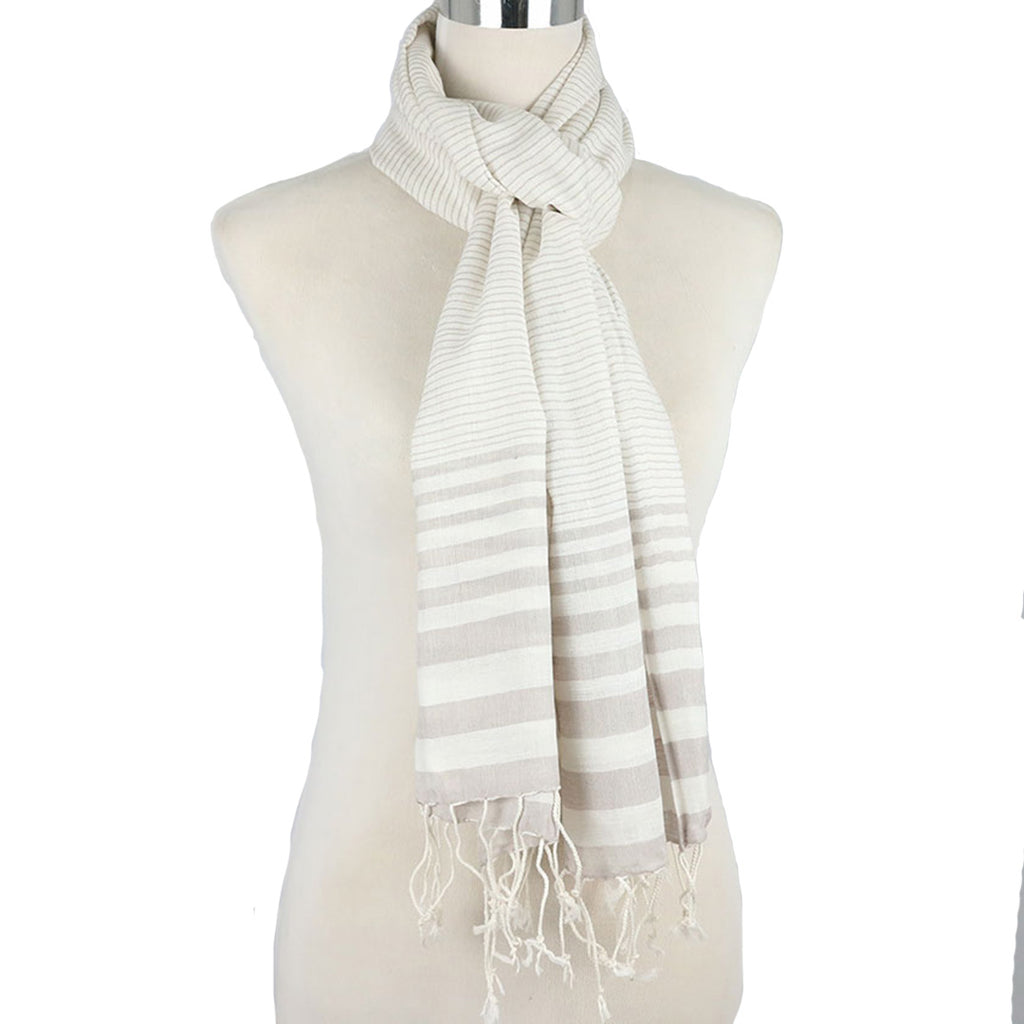 J Importers - Striped Scarf Womens Grey