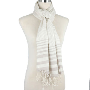 J Importers - Striped Scarf Womens Grey