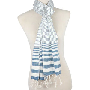 J Importers - Striped Scarf Womens Navy