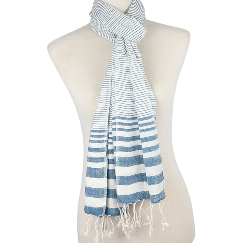 J Importers - Striped Scarf Womens Navy