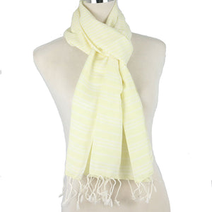 J Importers - Striped Scarf Womens Pastel Yellow