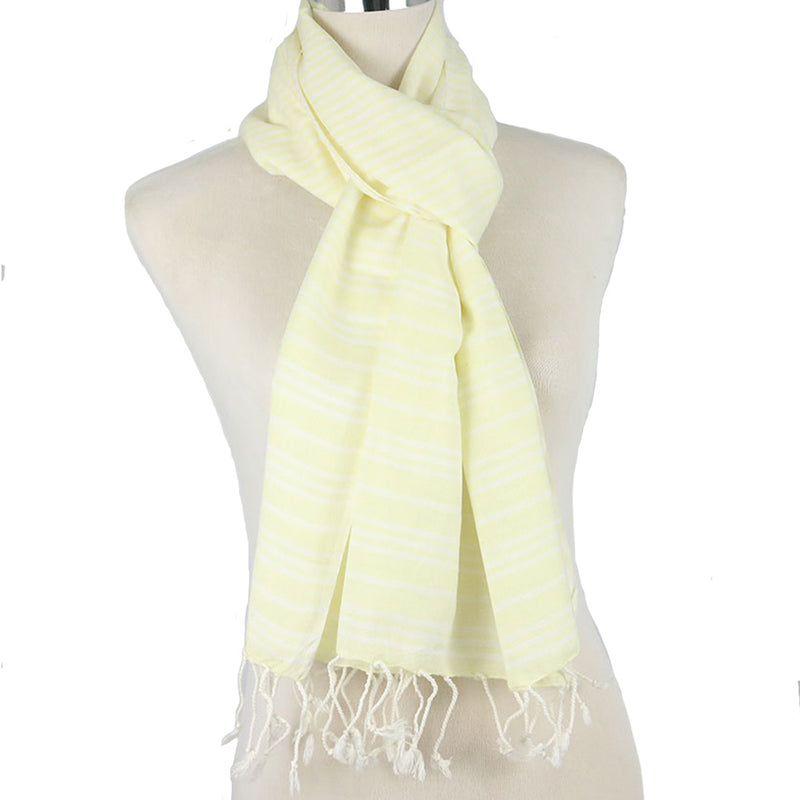 J Importers - Striped Scarf Womens Pastel Yellow
