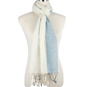 J Importers - Striped Scarf Womens Sand/Navy