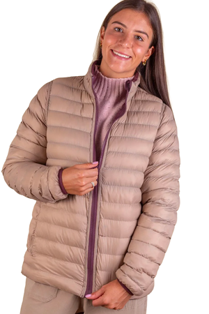 Lizzy - Molleigh Reversible Puffer Jacket Womens Taupe/Purple