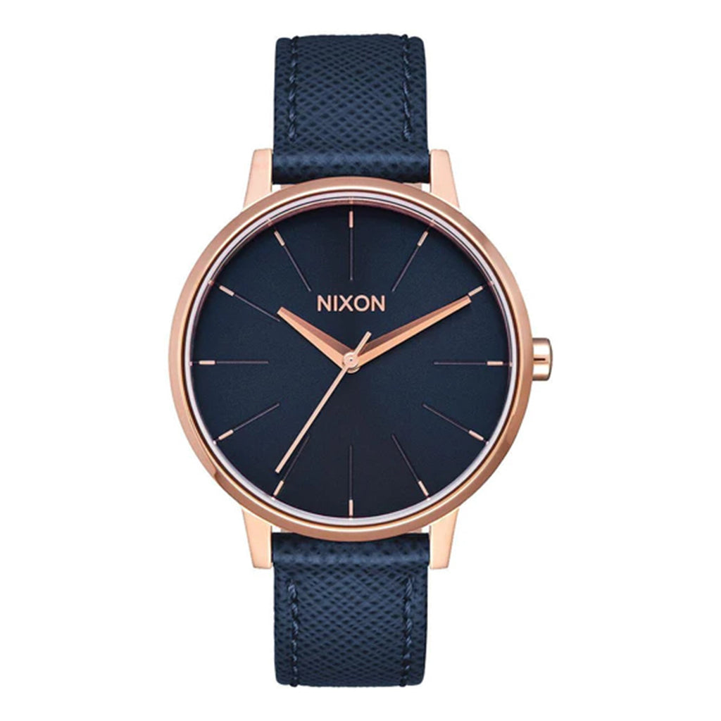Nixon - Kensington Leather Navy Rose Gold Watch