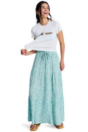 Roxy After Hours Crinckle Maxi Skirt Womens Oil Green Wildside Paisley
