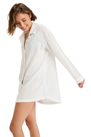 Roxy - Beyond The Ocean Mini Shirt Dress Bright White