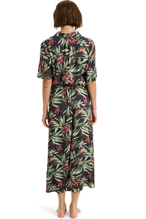Roxy - Island Escape Printed Dress Womens Phantom Wind Swept Floral Crin