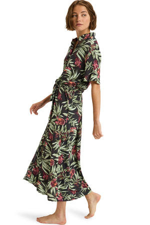 Roxy - Island Escape Printed Dress Womens Phantom Wind Swept Floral Crin