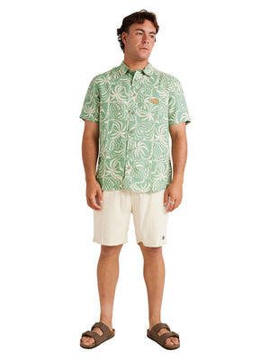 RVCA - Exotica Short Sleeve Button Up Shirt Mens Granite Green