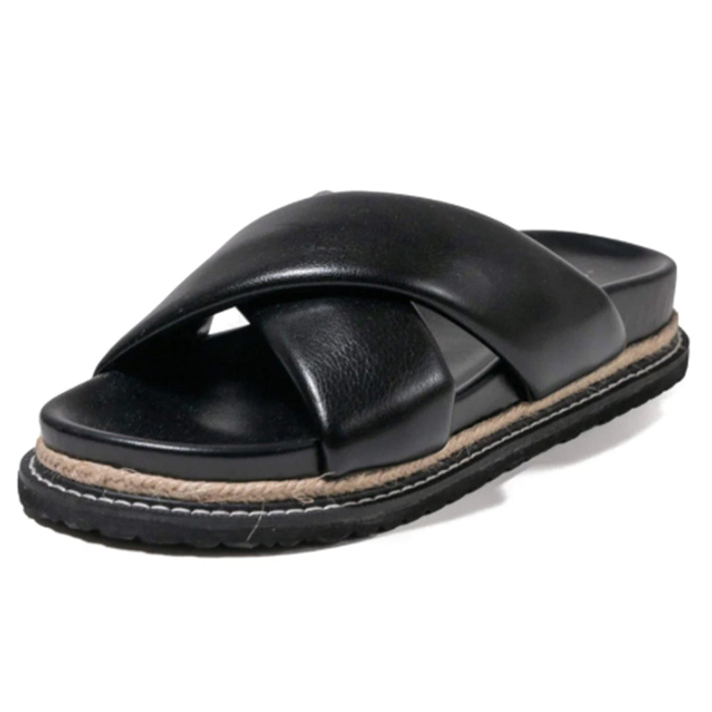 Saint & Summer - Venezia Padded Cross Over Mule Sandals Black