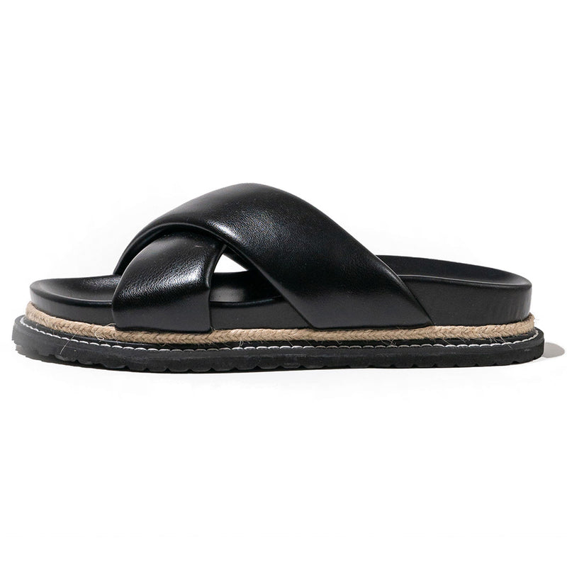 Saint & Summer - Venezia Padded Cross Over Mule Sandals Black