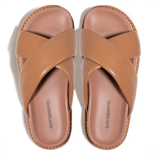 Saint & Summer - Venezia Padded Cross Over Mule Sandals Tan