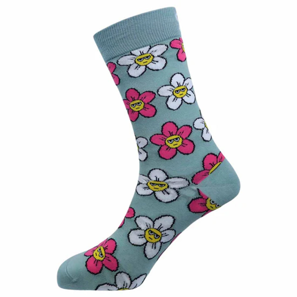 Sexy Socks - Grumpy Daisies Printed Cotton Crew Socks Unisex