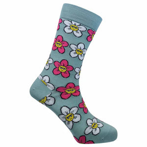 Sexy Socks - Grumpy Daisies Printed Cotton Crew Socks Unisex