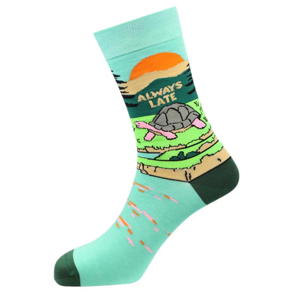 Sexy Socks - Always Late Printed Bamboo Crew Socks Unisex