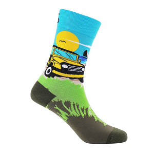Sexy Socks - Beach Crusier Printed Cotton Crew Socks Unisex