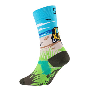 Sexy Socks - Beach Crusier Printed Cotton Crew Socks Unisex