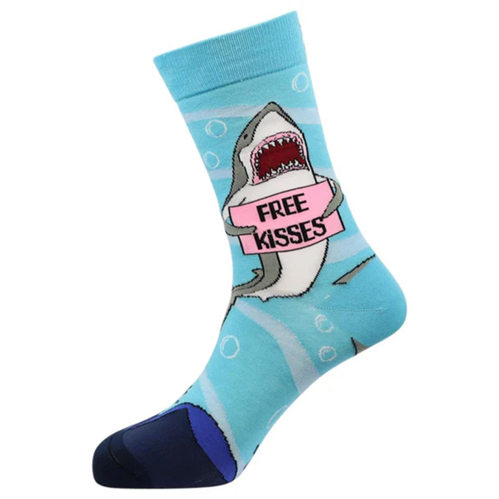 Sexy Socks - Free Kisses Printed Bamboo Crew Socks Unisex