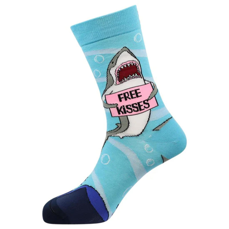 Sexy Socks - Free Kisses Printed Bamboo Crew Socks Unisex
