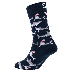 Sexy Socks - Great White Printed Cotton Crew Socks Unisex