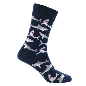 Sexy Socks - Great White Printed Cotton Crew Socks Unisex