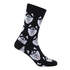 Sexy Socks - Husky Printed Cotton Crew Socks Unisex