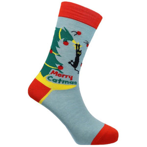 Sexy Socks - Merry Catmas Printed Bamboo Crew Socks Unisex